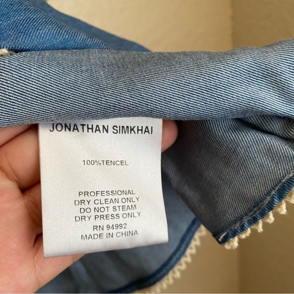 Jonathan Simkhai women's lace inset trumpet sleeve chambray top size S small - Picture 5 of 7